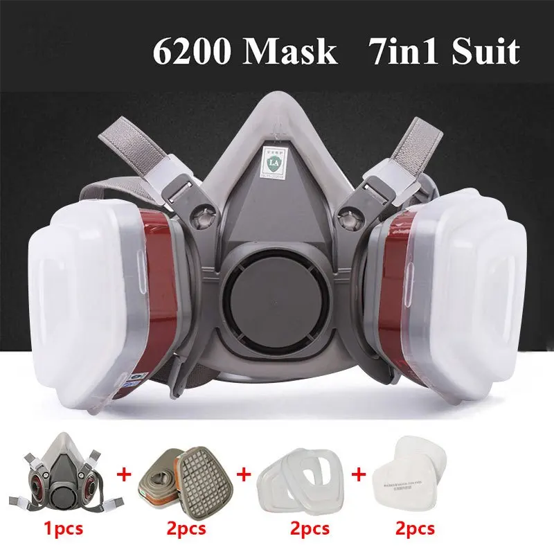 Respirator Half Face - หน้ากากป้องกันแก๊สพิษแบบครึ่งหน้า 7in1 พร้อมไส้กรอง 6001 2091 5n11