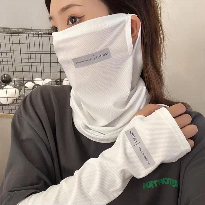 Sports Mask Breathable - ชุดป้องกันแสงแดดไอซ์ซิลค์*หน้ากาก+ปลอกแขน ระบายอากาศได้ดี สำหรับปั่นจักรยาน/ตกปลา กีฬากลางแจ้งในฤดูร้อน