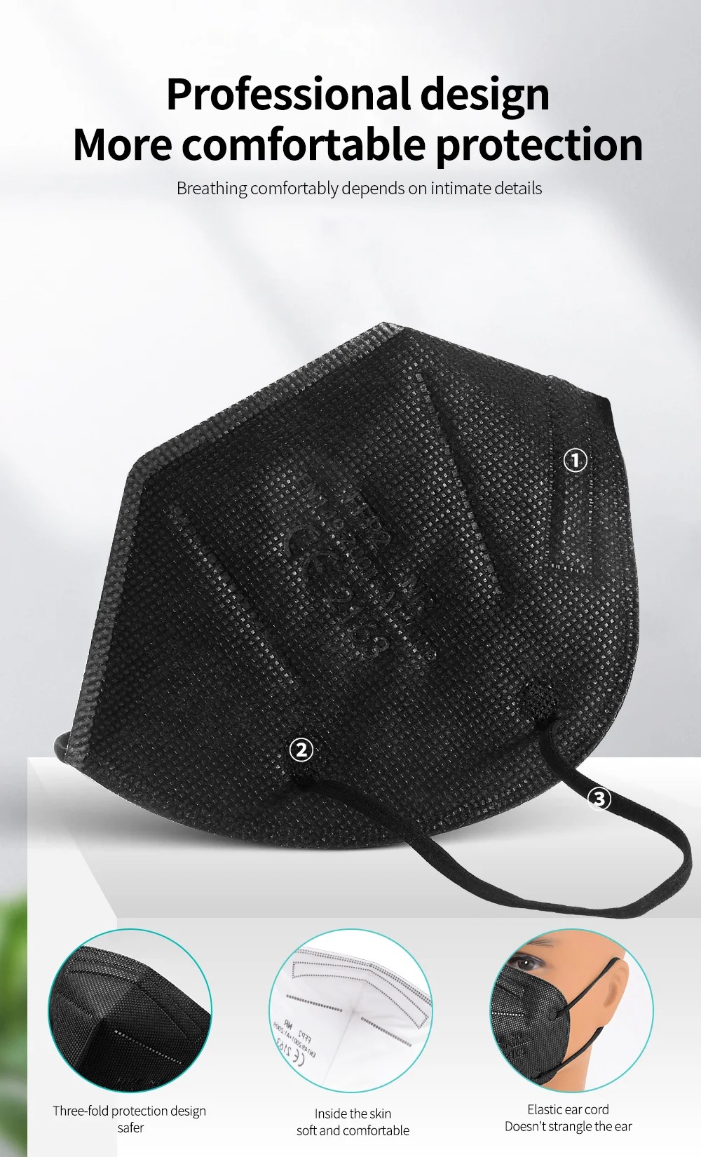 หน้ากาก FFP2 5 ชั้น ได้รับการร - Black Face Mask Pack บทวิจารณ์และราคา