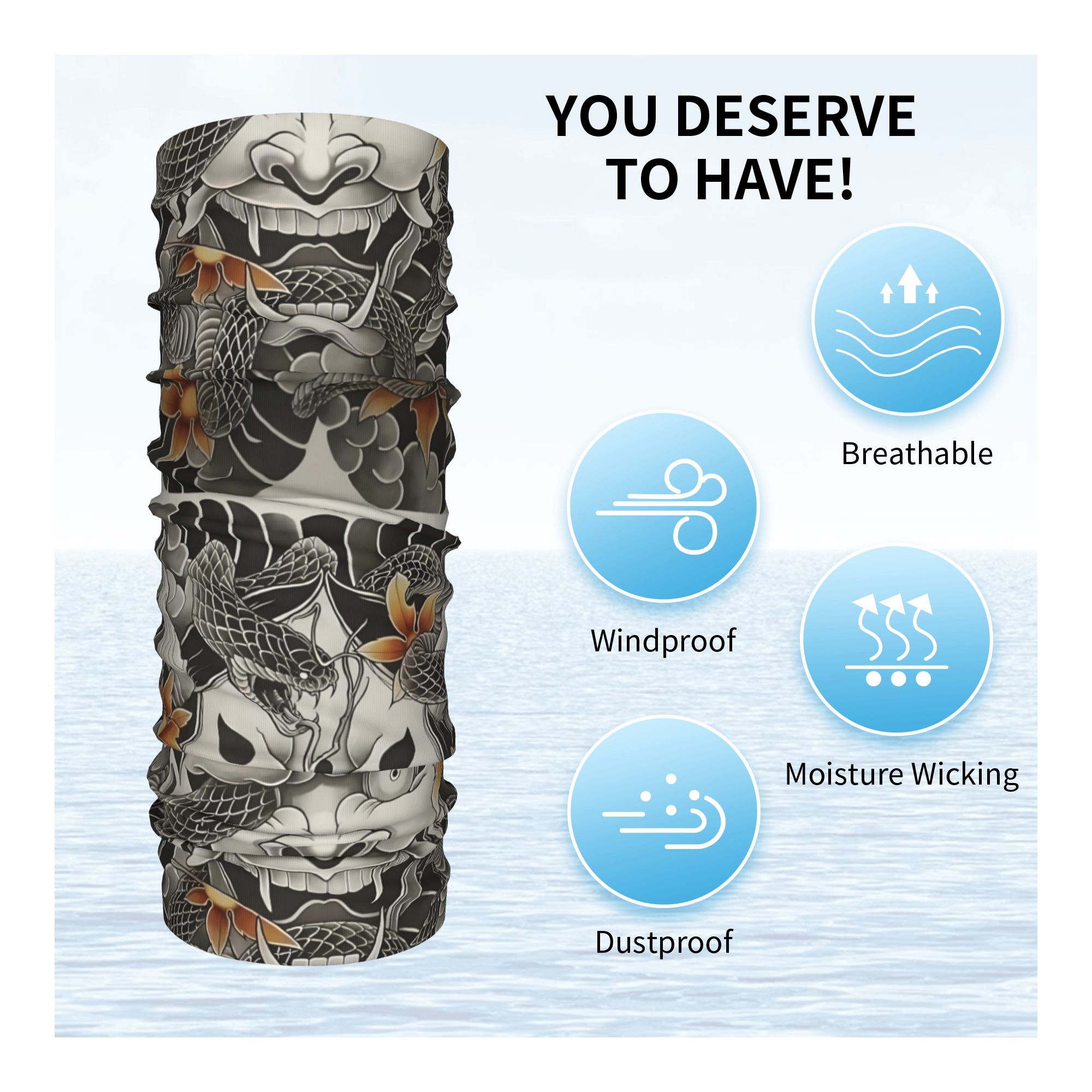 ผ้าพันคอแบบสวมศีรษะลายซามูไร โ - Neck Gaiter Face Cover บทวิจารณ์และราคา
